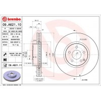 09.A621.11 BREMBO Гальмівний диск