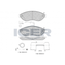 141803-203 ICER Комплект гальмівних колодок дисковий гальм