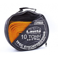 Буксировочный трос LAVITA  10 тонн  6М  ширина 75ММ, ПОЛИПРОПИЛЕН +сумка