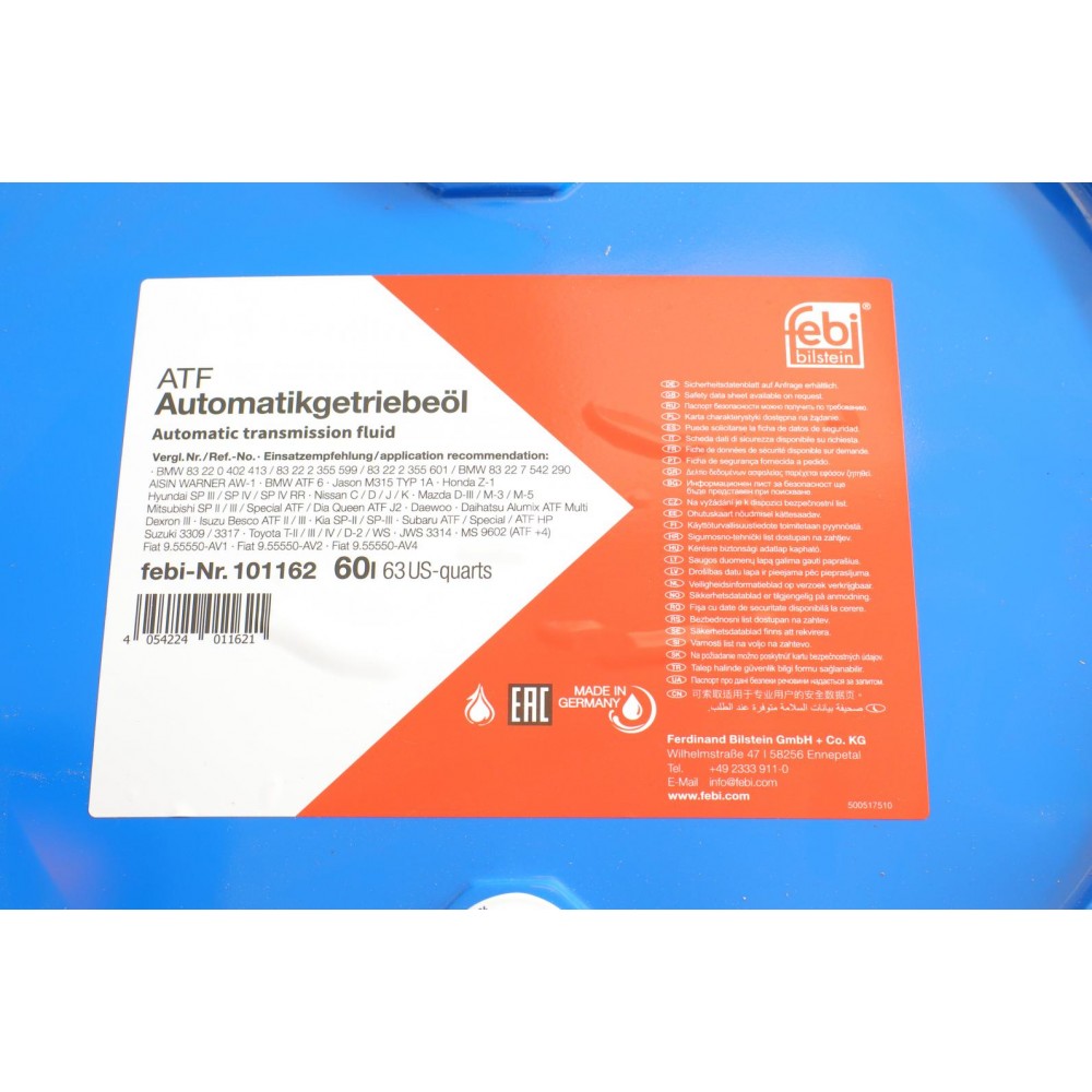 Олива ATF (60L) Dexron III/BMW ATF 6/Ford WSS-M2C922-A1/Toyota T-II,T-III