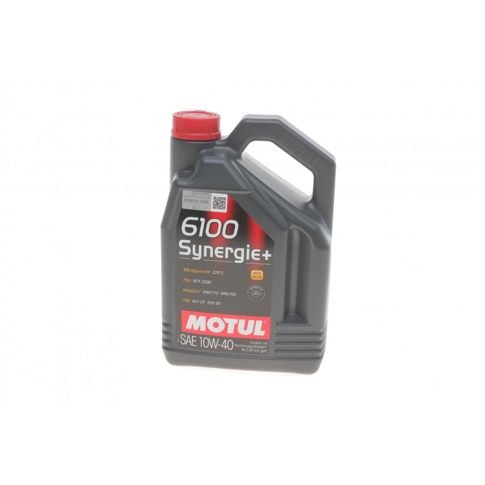 Олива моторне напівсинтетичне MOTUL 6100 Synergie+ Technosynthese 10W-40, 4л (839441) (109463)