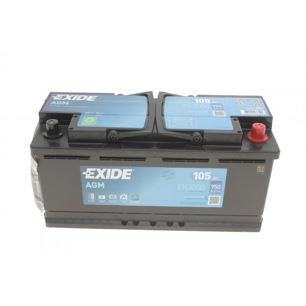 Батарея аккумуляторная EXIDE START-STOP AGM 105Ah (-/+) 950EN (EK1050) купити в Україні