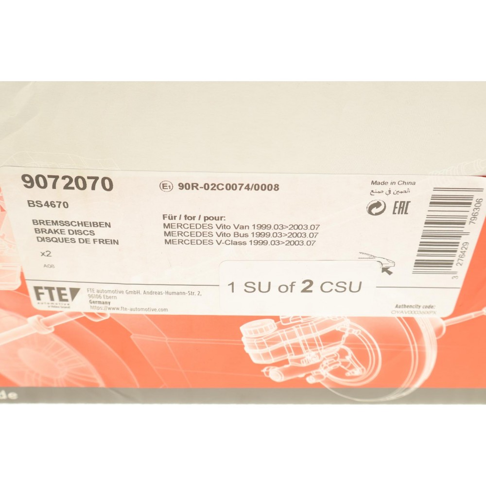 Диск гальмівний (передній) MB Vito (W638) 96- (276x22)