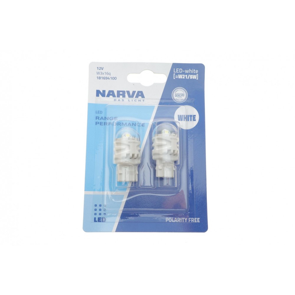 Автолампа W21/5W 12V 2.4/0.48W W3x16q LED (біла) (к-кт 2 шт)