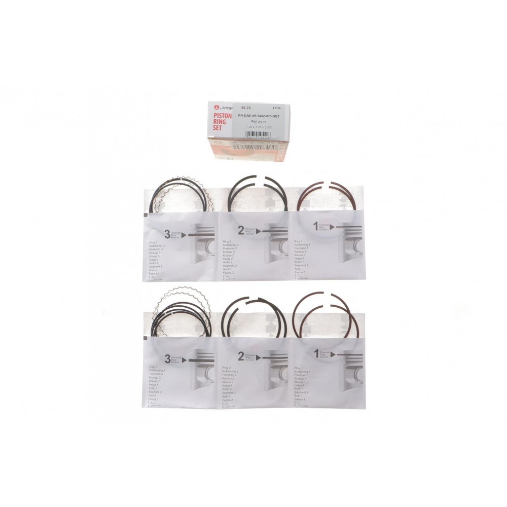 Кільця поршневі Daewoo Matiz 1.0 98- (69.25mm/+0.75) (1.2x1.2x2.5) (к-кт 3 циліндра)