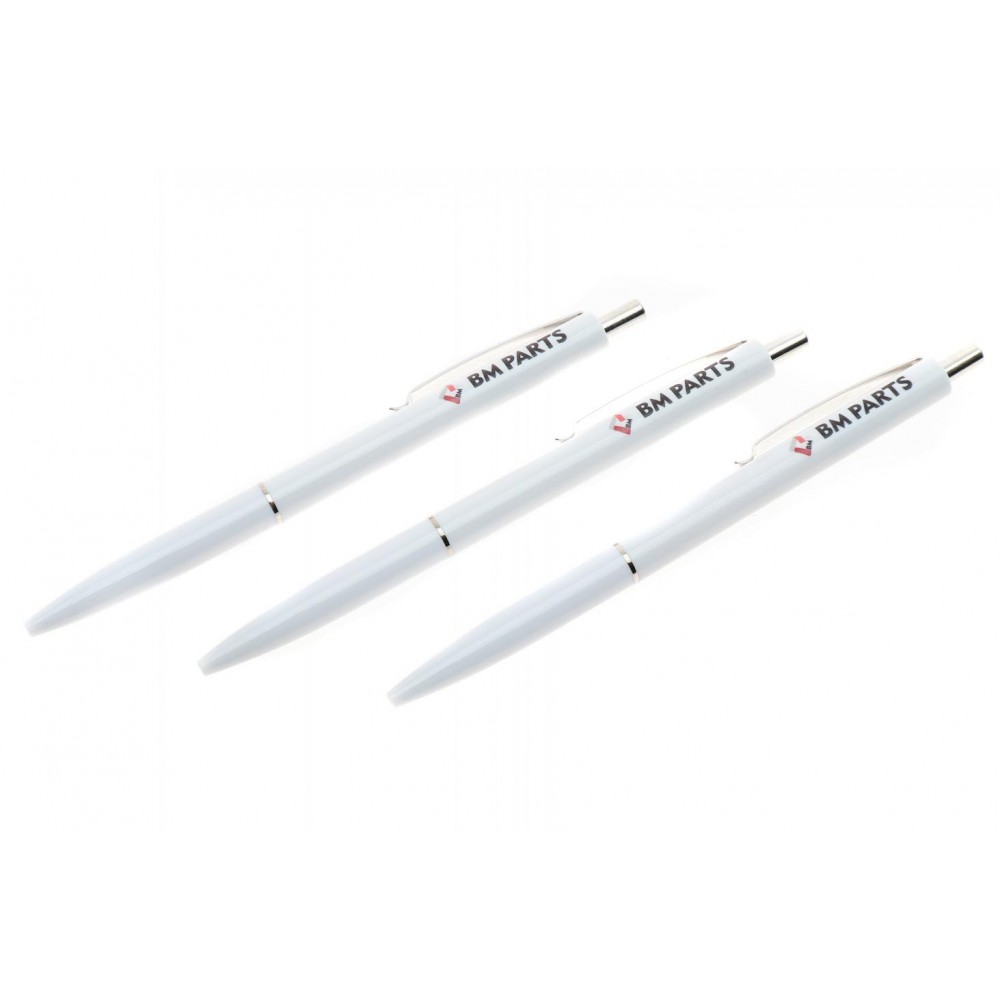 Ручка пластикова (комплект з 3 шт.) з логотипом BM Parts, біла