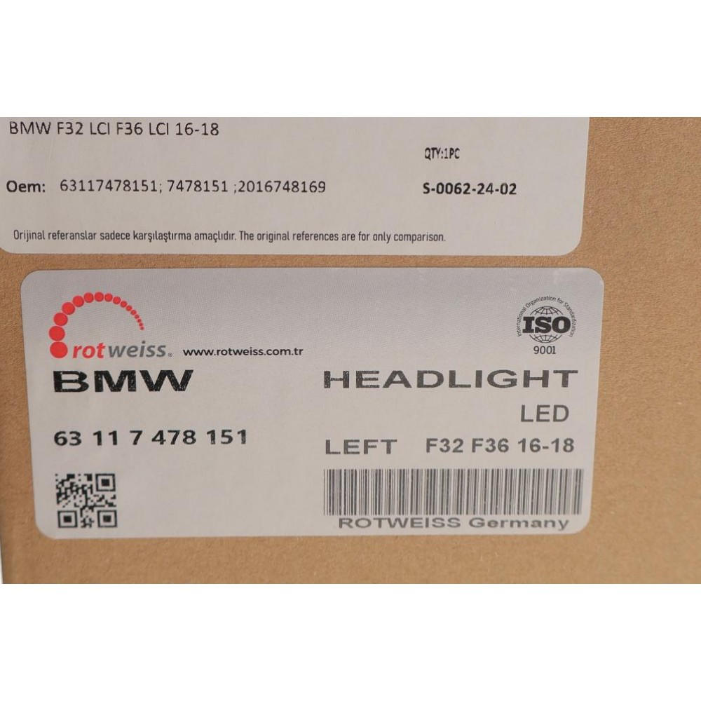 Фара (L) BMW 4 (F32/F33/F36) 14-21 (LED)