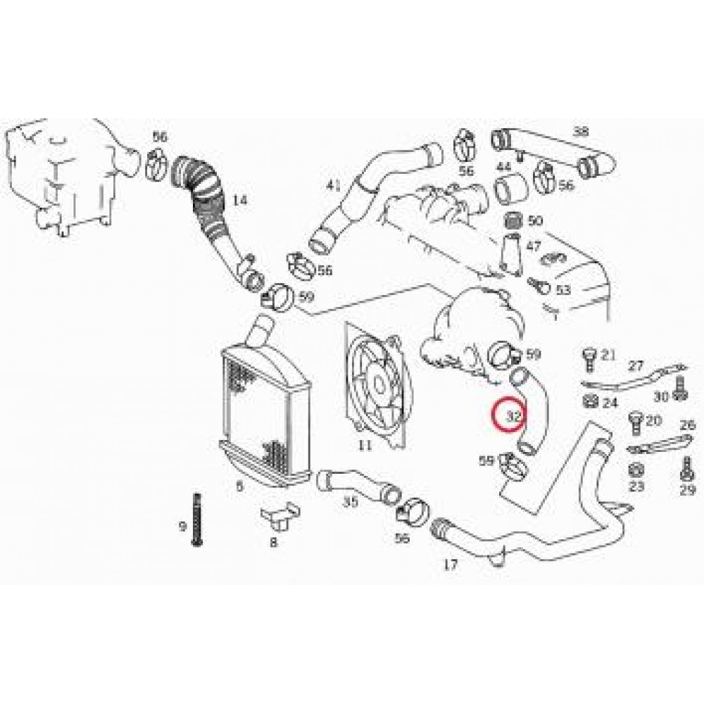 Патрубок інтеркулера MB Vito 2.3TDI (5253)
