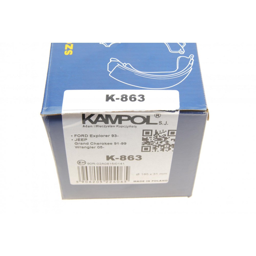 Колодки ручника Jeep Grand Cherokee 92-99/Wrangler 06- (185x31)