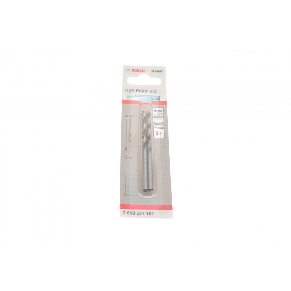 2608577161 Bosch Bosch Сверло по металлу HSS-PointTeQ, 4х43х75мм, 2шт