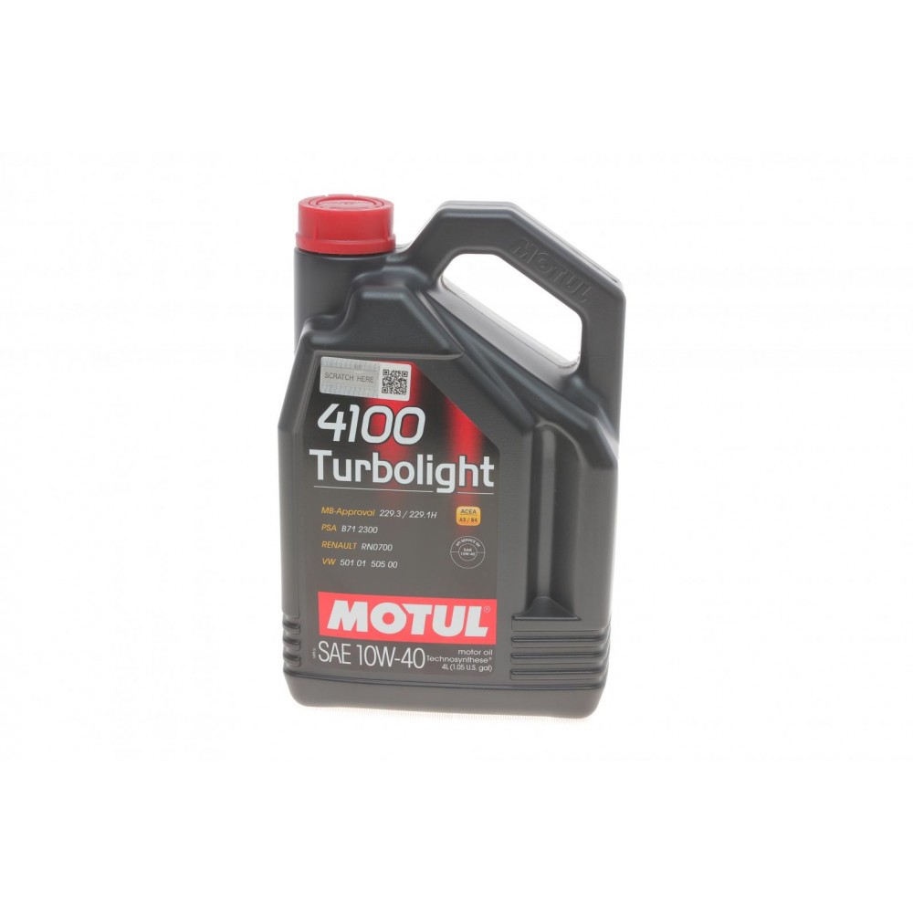 Олива моторне напівсинтетичне MOTUL 4100 Turbolight Technosynthese 10W-40, 4л (387607) (109462)