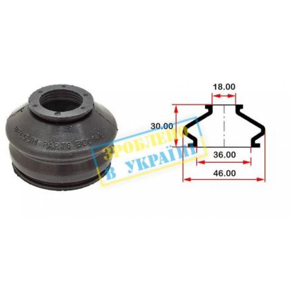 Пильник опори кульової рульового наконечника (універсальний) (36х18х30)