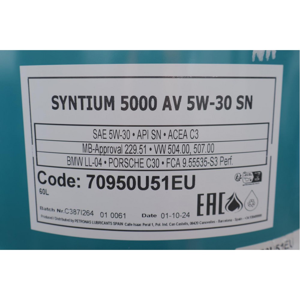 Олива 5W30 SYNTIUM 5000 AV (60L) (LL-04/VW 504 00/507 00/MB 229.51/Porsche C30)