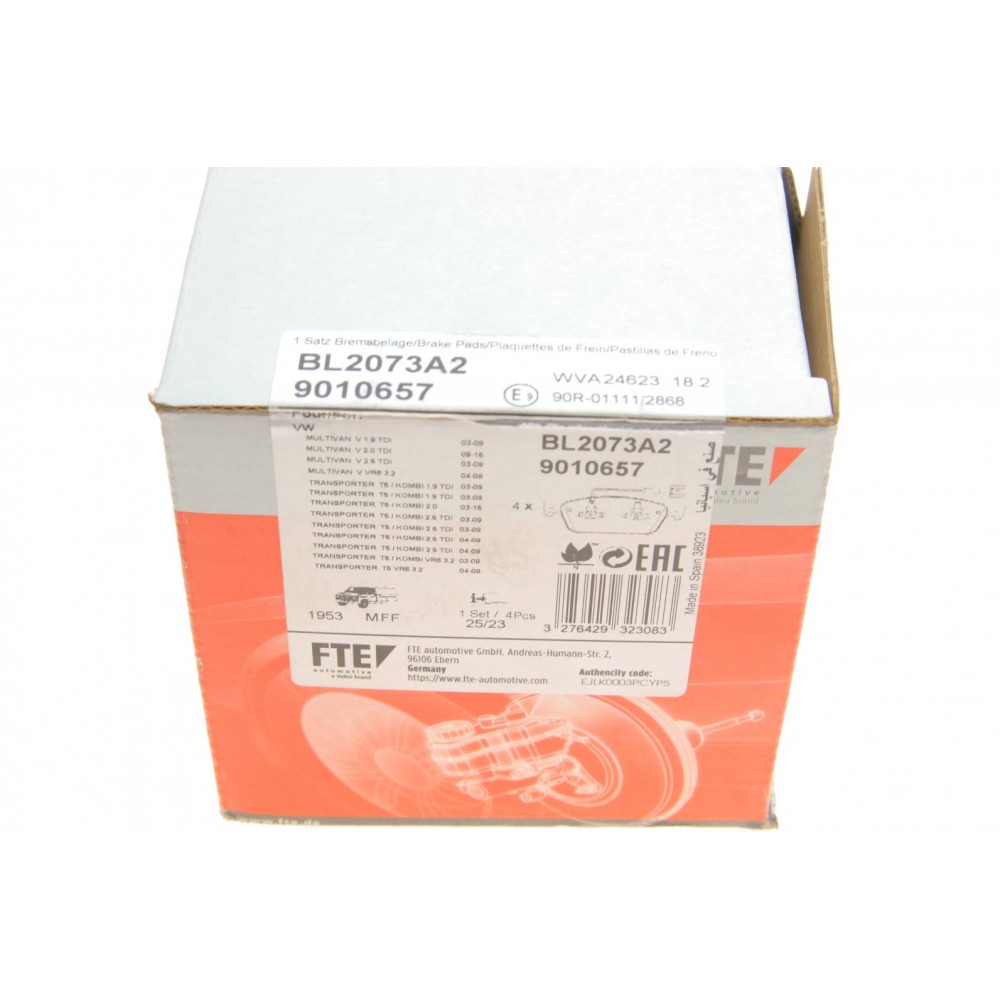 Колодки гальмівні (передні) VW T5 09-