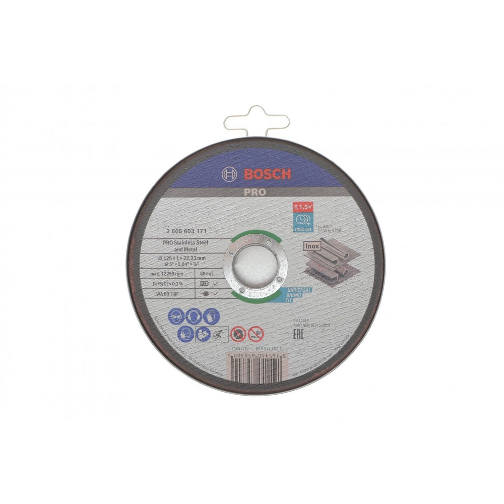 Круг відрізний (К-кт 10 шт) 125x1x22,23 мм PRO Stainless Steel and Metal Bonded Cutting Disc