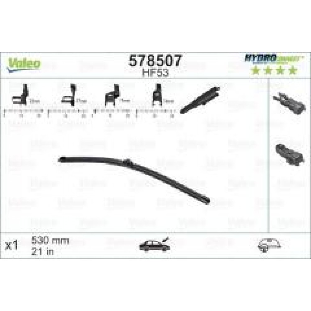 Безкаркасна щітка склоочисника Valeo HydroConnect Front 530мм VALEO 578507