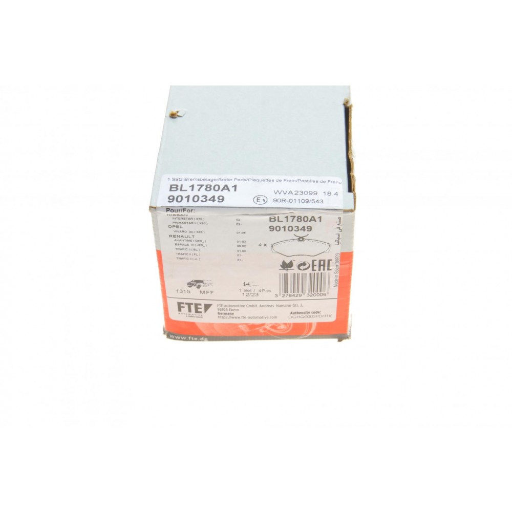 Колодки гальмівні (передні) Renault Trafic/Opel Vivaro 01-