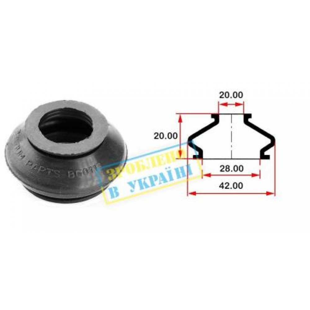 Пильник опори кульової рульового наконечника (універсальний) (28х20x20)
