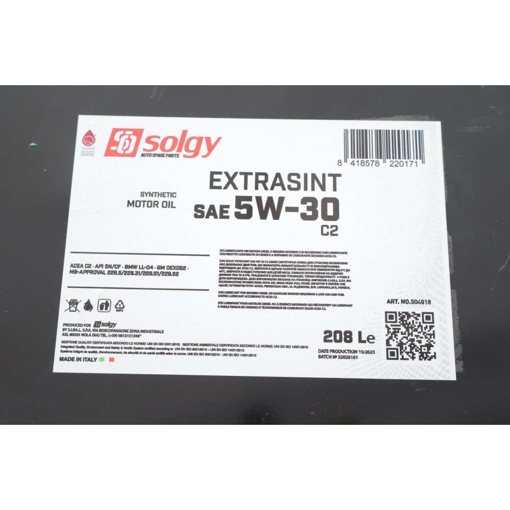 Олива 5W30 EXTRASINT C2 (208L) (API SN/CF/ACEA C2/MB 229.31/MB 229.51/MB 229.52/MB 226.5/BMW LL-04)