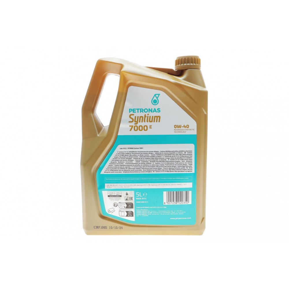 Олива 0W40 SYNTIUM 7000 E (5L) (MB 229.5/MB 229.3/VW 502.00/505.00/LL-01/RN0710/Ford WSS-M2C937-A)