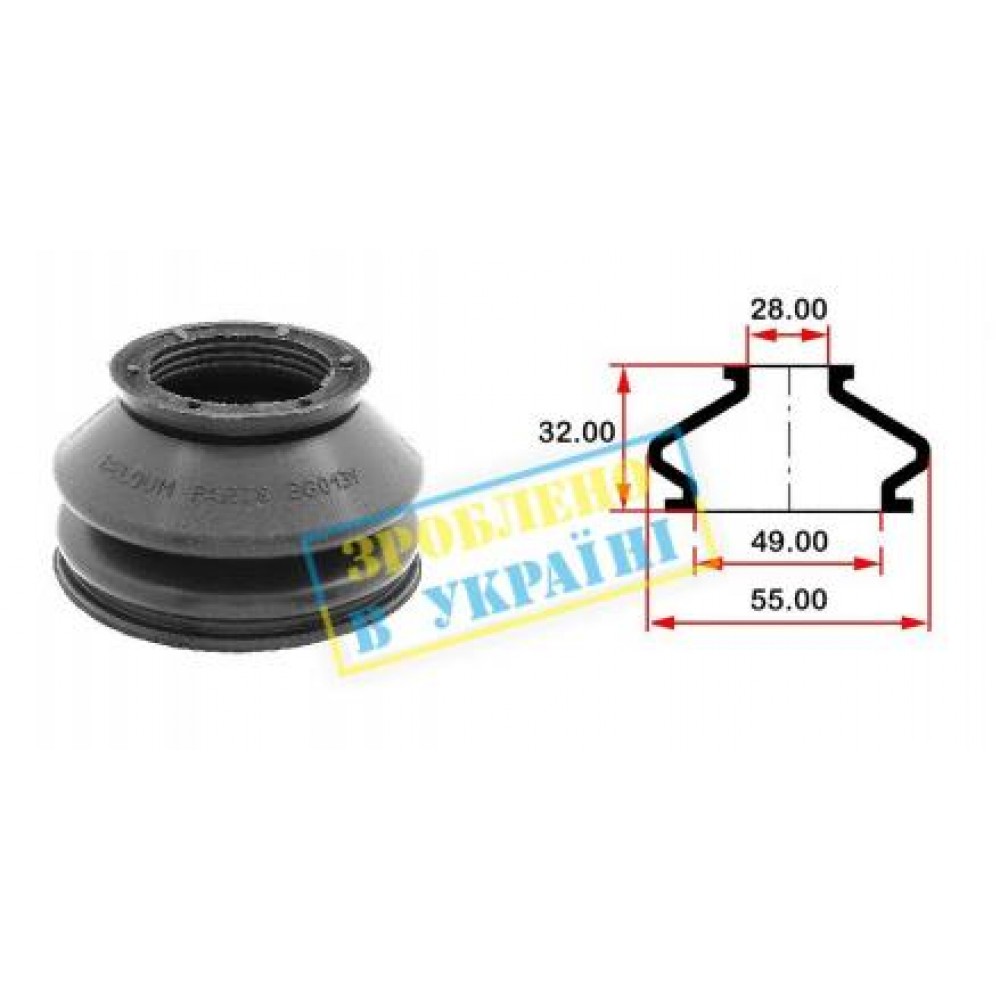 Пильник опори кульової рульового наконечника (універсальний) (49х28x32)