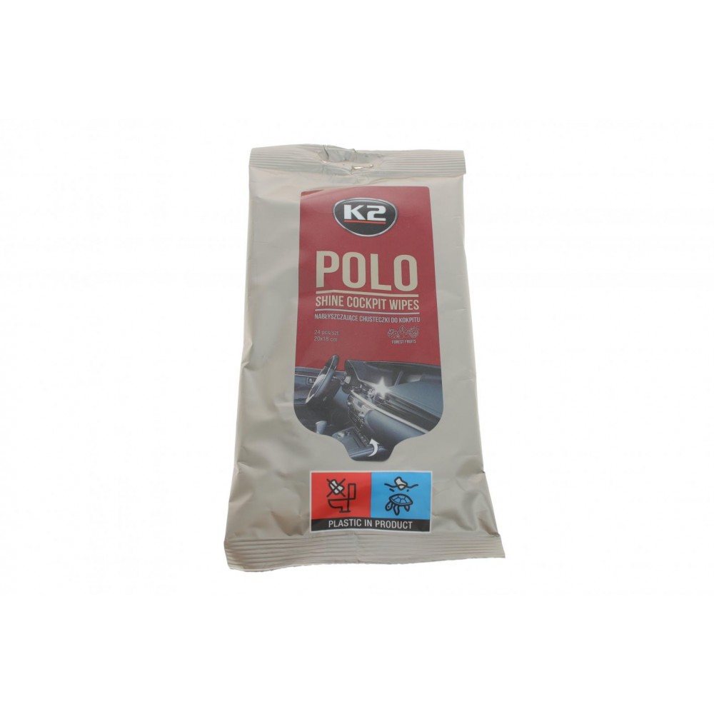 Салфетки влажные для очистки приборной панели и пластиковых деталей K2 POLO PROTECTANT WIPES 24шт (K420) купити в Україні