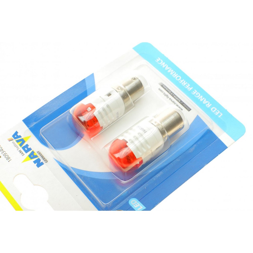 Автолампа P21W 12V BA15s (LED) (червона) (к-кт 2шт.)