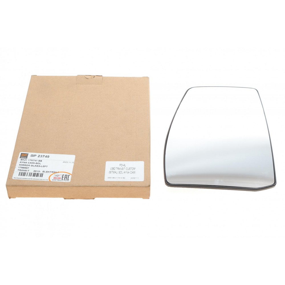 Скло дзеркала (з підігрівом) Ford Transit Custom 13- (L) (верхнє)