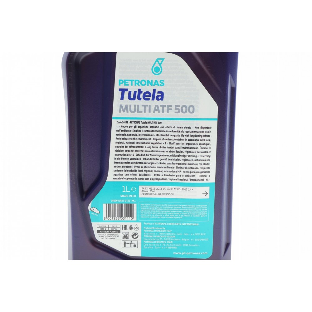 Олива TUTELA MULTI ATF 500 (1L) (DEXRON VI/BMW ETL 7045 E/ETL 8072 B/VW G 052 025/G 052 162)