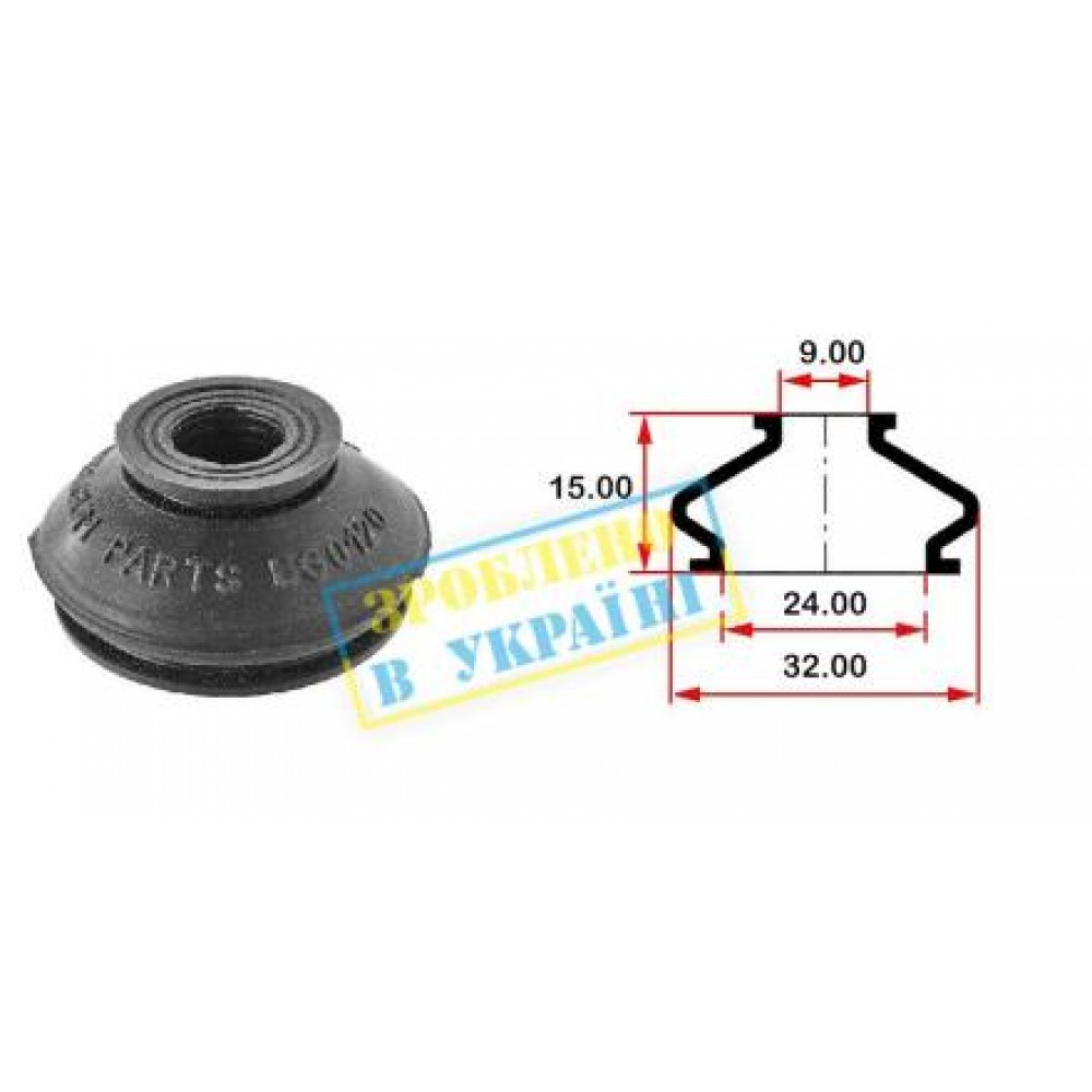 Пильник опори кульової рульового наконечника (універсальний) (24х9x16)