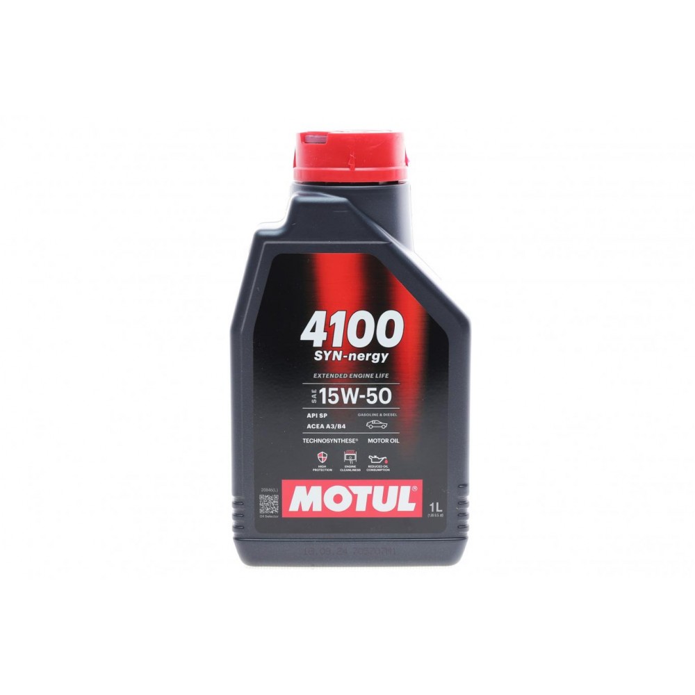Олива моторне MOTUL 4100 Syn-nergy SAE 15W50 1л (386301)