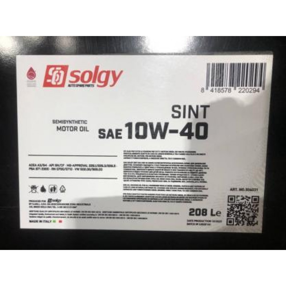Олива 10W40 SINT (208L) (SN/CF/A3/B4/MB 229.5/MB 229.1/MB 229.3/VW 502.00/VW 505.00/RN0700/RN0710)