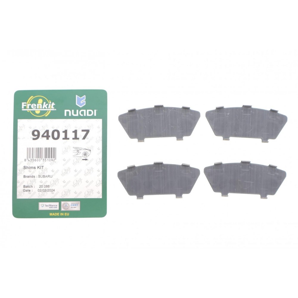 Комплект протискрипних пластин (задніх) Subaru Impreza 99-/Forester 02-12/Saab 9-2X 04-06 (Akebono)