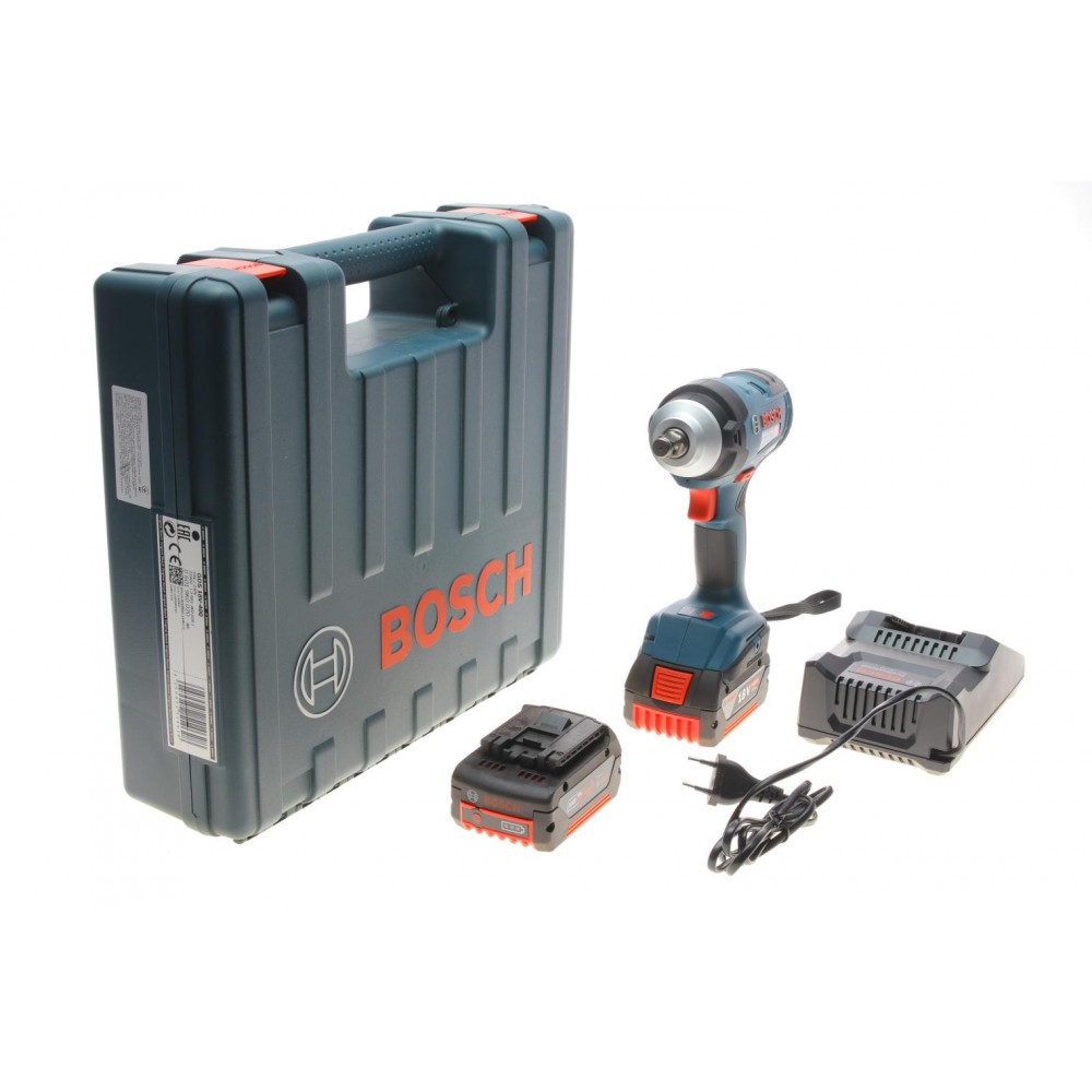 06019K0020 Bosch Bosch Гайковерт Professional GDS 18V-400 аккум, 2* 18 В GBA 5 Ач, 400 Нм, 0-2500 об/мин, ЗУ GAL 18V-40, кейс, зажим квадрат, 1.87 кг