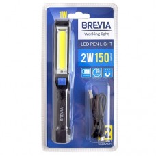 Brevia LED Pen Light 2W COB+1W LED 150lm, 900mAh, microUSB, блістер BREVIA 11220