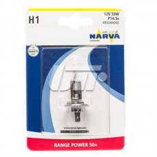 Автолампа H1 55W P14,5S RP50+ 12V NARVA 55W P14,5s BL NARVA 48334B1