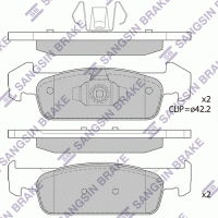 Комплект гальмівних колодок з 4 шт. дисків SANGSIN SP1786