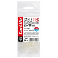 Хомути пластикові Carlife білі 2,5x100 100шт CARLIFE W2.5x100
